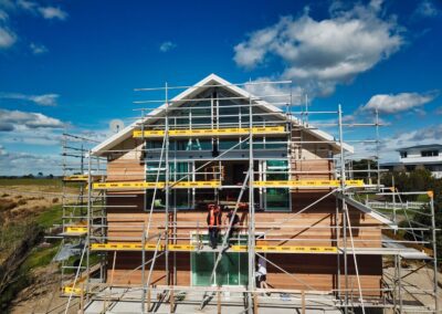 Hi-Top residential scaffolding for recladding on a home